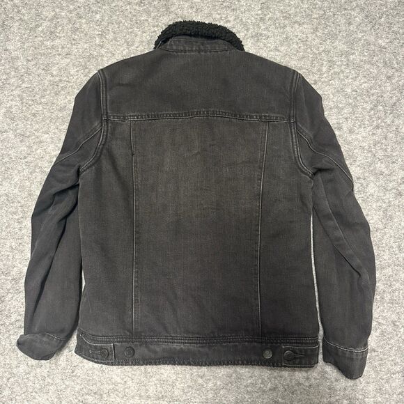 Old Navy‎ Sherpa Lined Black Denim Button Up Trucker Jacket Women's Small - Picture 3 of 7